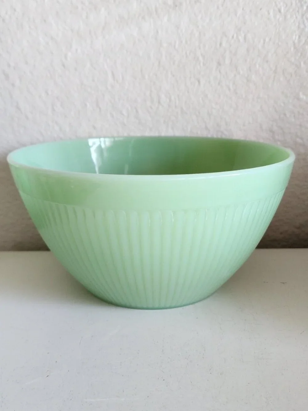 Vintage Jadeite Jadite Fire King Jane Ray Ribbed Mixing Bowl Green Glass 7.5
